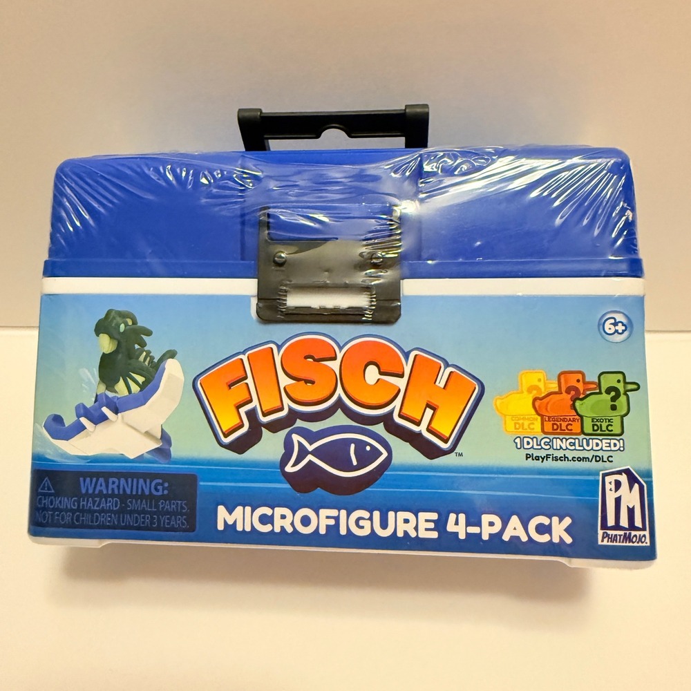 PhatMojo FISCH Microfigure 4-Pack Blue Tackle Box Case New DLC Included FP5901